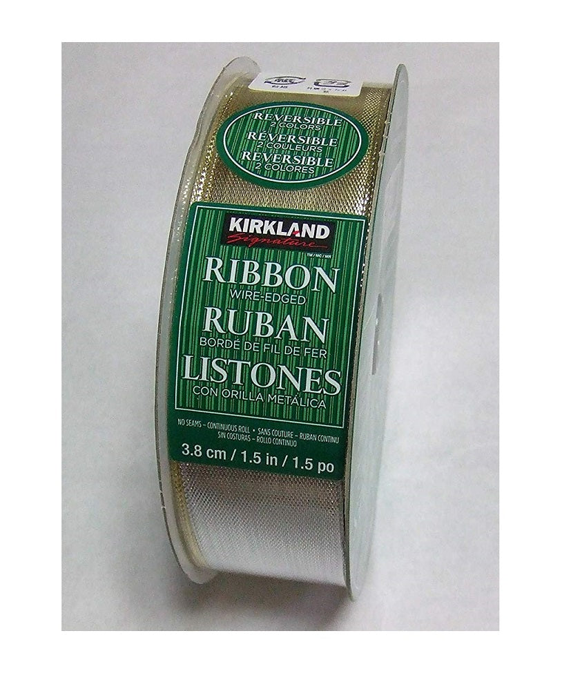 Kirkland Wire Edged Gold/Silver Reversible Ribbon 50 yards 1.5 inches