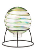 Hand Blown Swirl Table Top Grazing Ball with Stand, Green