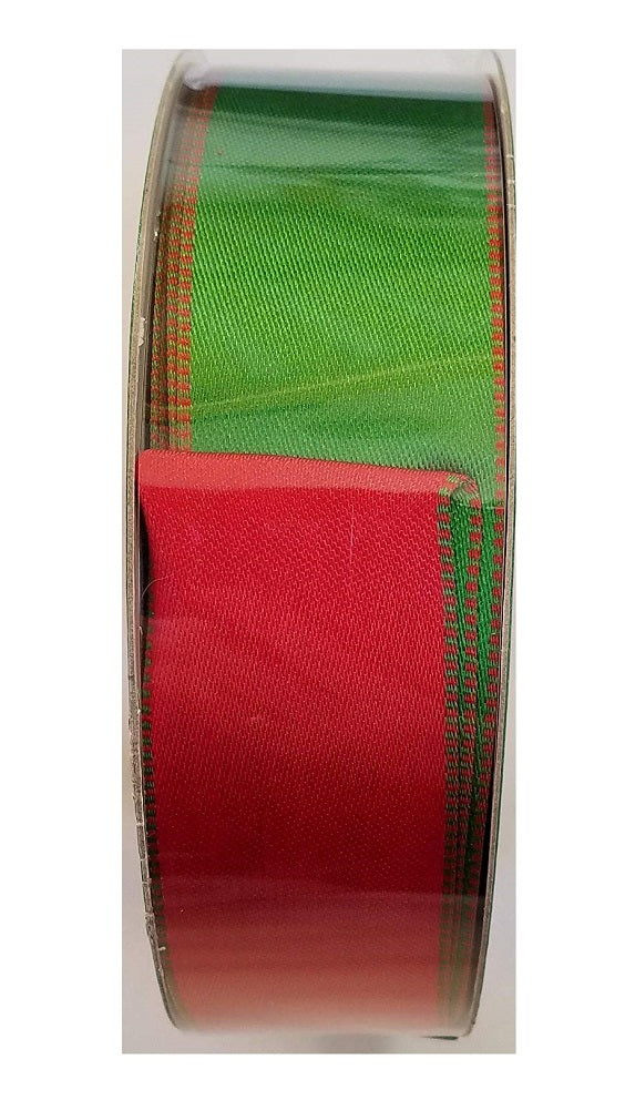 Kirkland Wire Edged Ribbon Red/Green Double Sided Satin 50 Yards 1.5 inches Perfect Bow for Holiday Christmas Party Gift