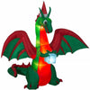 Home Accents Holiday 8 Ft  Pre-lit Inflatable Kaleidoscope-Dragon with Flaming Mouth and Present Airblown