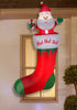 Holiday Time Hanging Stocking Santa Inflatable 7 Feet Tall Lights Up