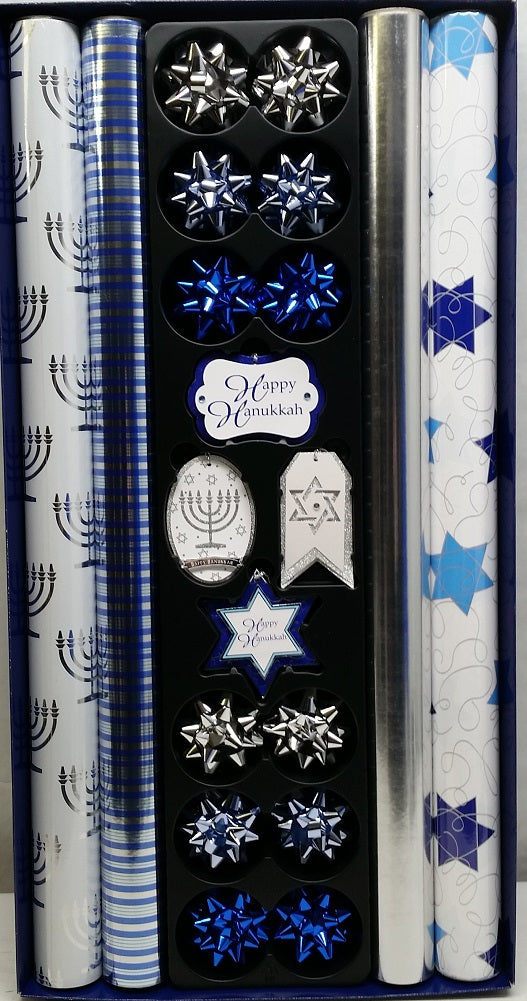 Hanukkah Wrap Kirkland Signature 180 SQ FT 4 Rolls of Wrapping Paper Gift Tags Bows