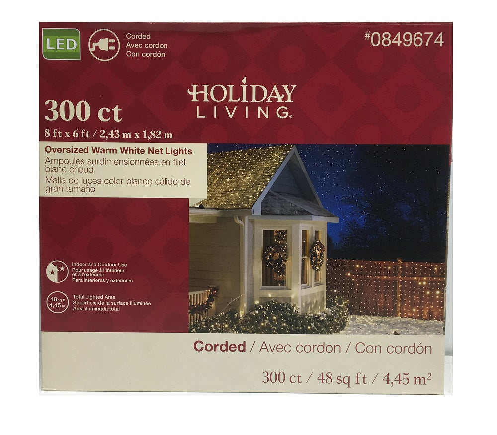 Holiday Living 6-ft x 8-ft Indoor/Outdoor Constant White LED Micro Plug-In Christmas Net Lights ENERGY STAR