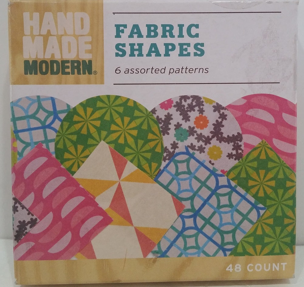 Hand Made Modern 48ct Printed Fabric Circles Squares Assorted Colors