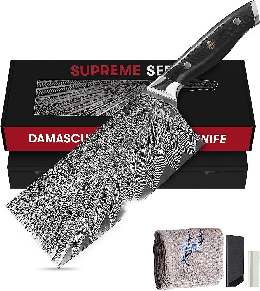 Supreme Series 7.5-inch Damascus Steel Cleaver Knife AUS-10
