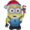 Inflatable Despicable Me Minion Santa w/ Candy Cane Bob LED 4ft