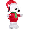 Peanuts Chirstmas Snoopy in Red Coat and Santa Hat with Candy Cane Inflatable Lawn Decoration