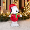 Peanuts Chirstmas Snoopy in Red Coat and Santa Hat with Candy Cane Inflatable Lawn Decoration