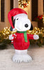 Peanuts Chirstmas Snoopy in Red Coat and Santa Hat with Candy Cane Inflatable Lawn Decoration