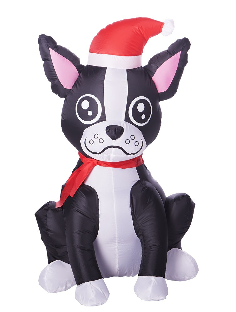 Holiday Time Tall Light Up Inflatable Boston Terrier