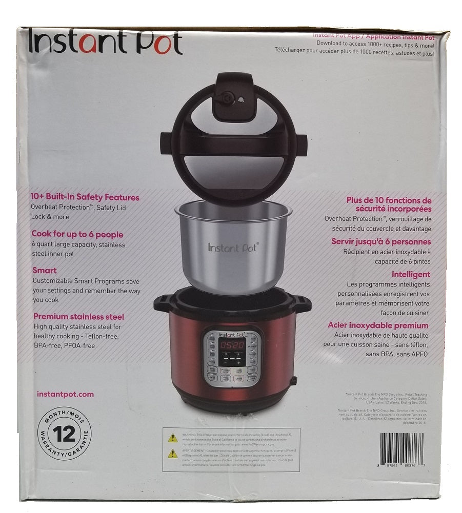 Instant Pot Duo Multi-Use Programmable 6-Qt Pressure Cooker Stainless ...