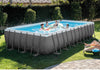 Intex 26361EH 24ft X 12ft X 52in Ultra Frame Rectangular Pool Set Sand Filter Pump Ladder Ground Cloth Pool Cover