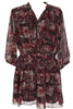Jennifer Hudson Red Combo Batik Print Dress with Button Detail, Medium