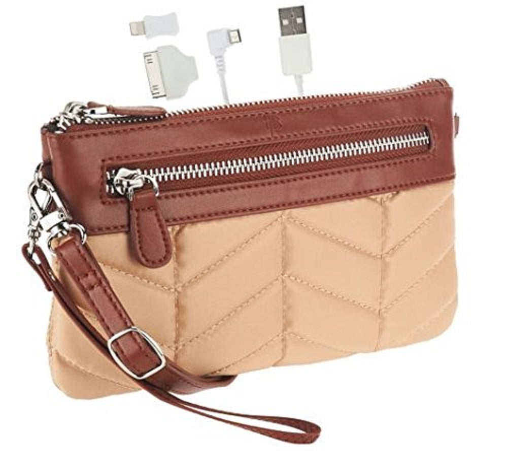 Handbag Butler Handbag Butler Quilted Nylon 2-in-1 Bag with Cell Phone Charger, Khaki ...
