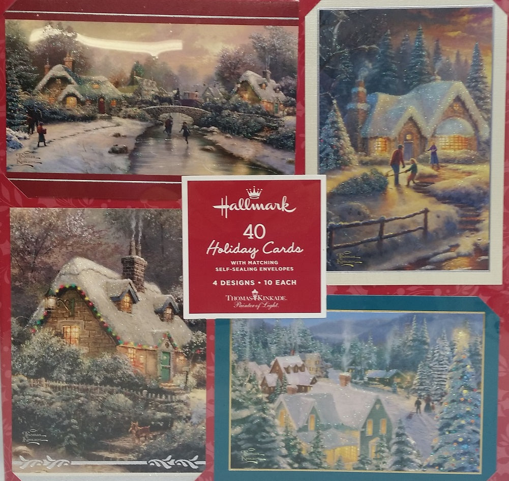 Hallmark Thomas Kinkade Painter of Light Holiday Card with Envelopes, 40 Count