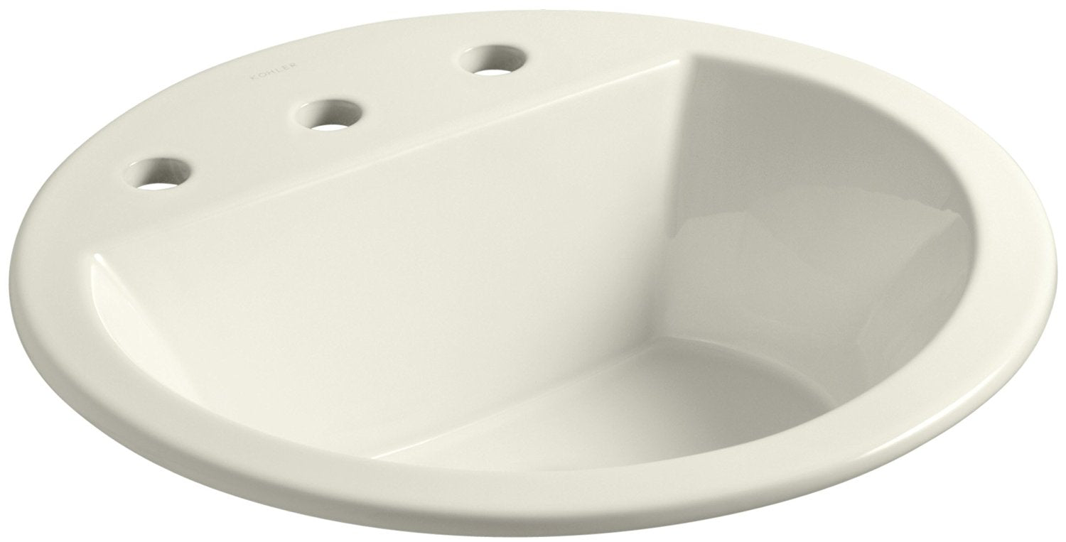 KOHLER K-2714-8-96 Bryant Round Self-Rimming Bathroom Sink with 8" Centers, Biscuit