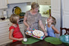 Lapper Trays with Circular Patterns Plus Non-Slip Plate and Cup Pads, 4 Trays Per Package