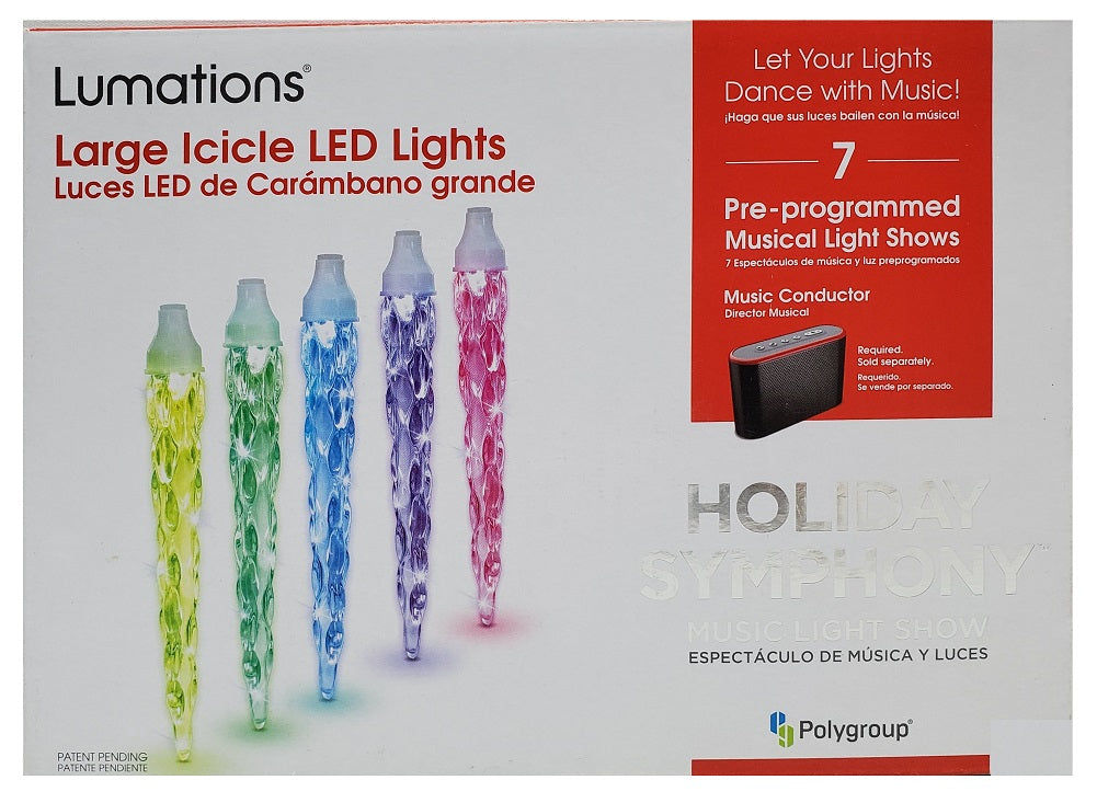 Lumations 5-Count Large Icicle LED Lights for Holiday Symphony Music Light Show