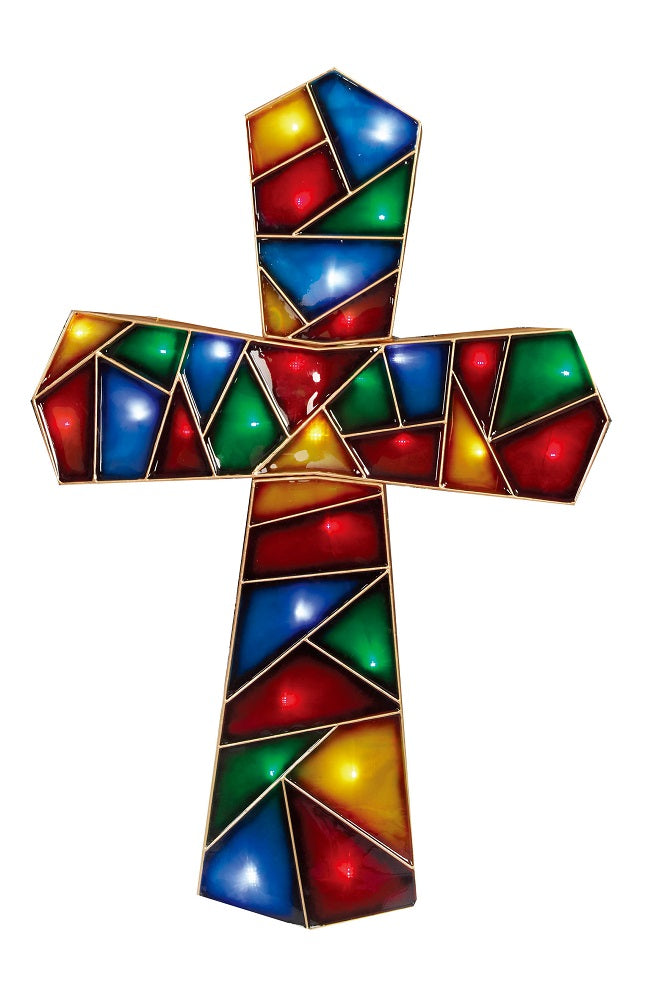 Holiday Time 48" Lighted LED Prismatic Cross Christmas Sculpture Garden Outdoor Decoration