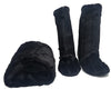 Adrienne Landau Faux Fur Throw and Medium Booties Set, Black Mink