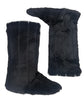 Adrienne Landau Faux Fur Throw and Medium Booties Set, Black Mink