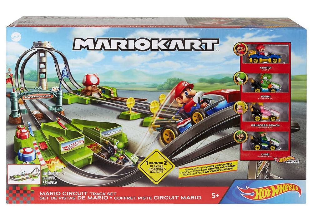 Hot Wheels MarioKart Mario Circuit Track Set and 4 Mario Die-cast
