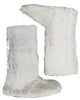 Adrienne Landau Faux Fur Throw and Medium Booties Set, White/Gold