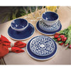 Melamine 18-PC Dinnerware Set, Mother of Pearl Design, Cobalt Blue