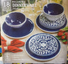 Melamine 18-PC Dinnerware Set, Mother of Pearl Design, Cobalt Blue