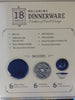 Melamine 18-PC Dinnerware Set, Mother of Pearl Design, Cobalt Blue