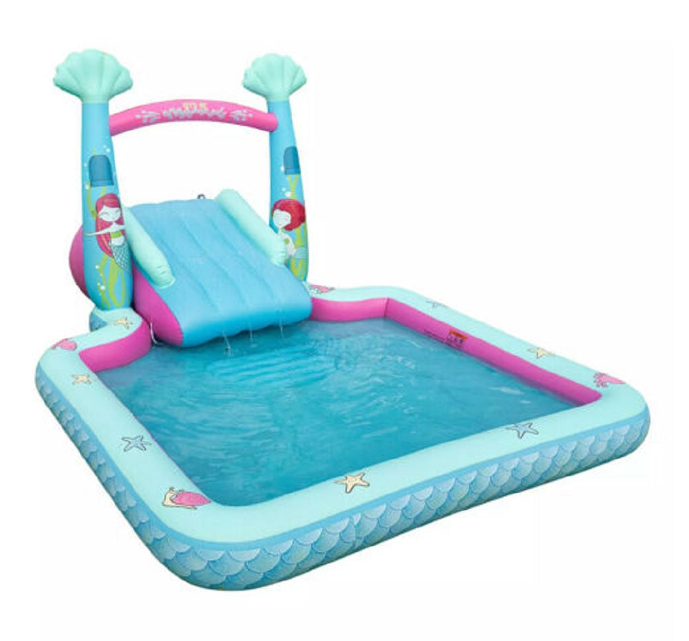 Inflatable Mermaid Pool With Slide 144 in x 93 in x 65 in