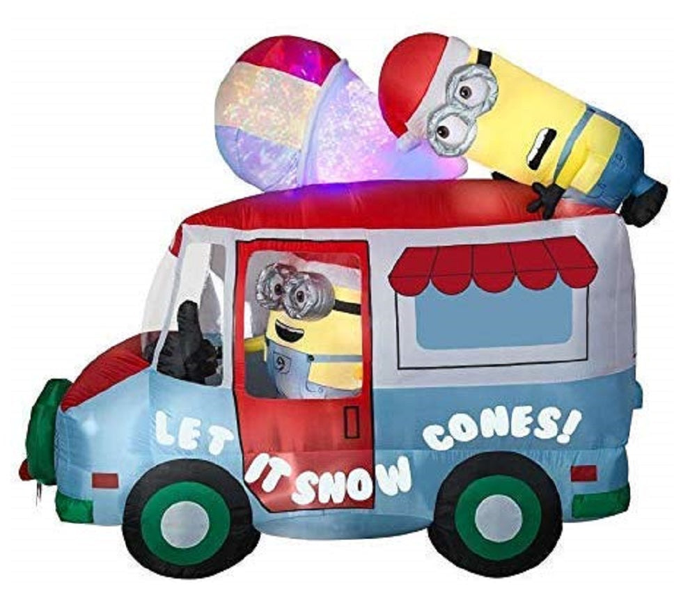 Gemmy Minions Despicable Me Snow Cone Holiday Truck with Swirling Kaleidoscope
