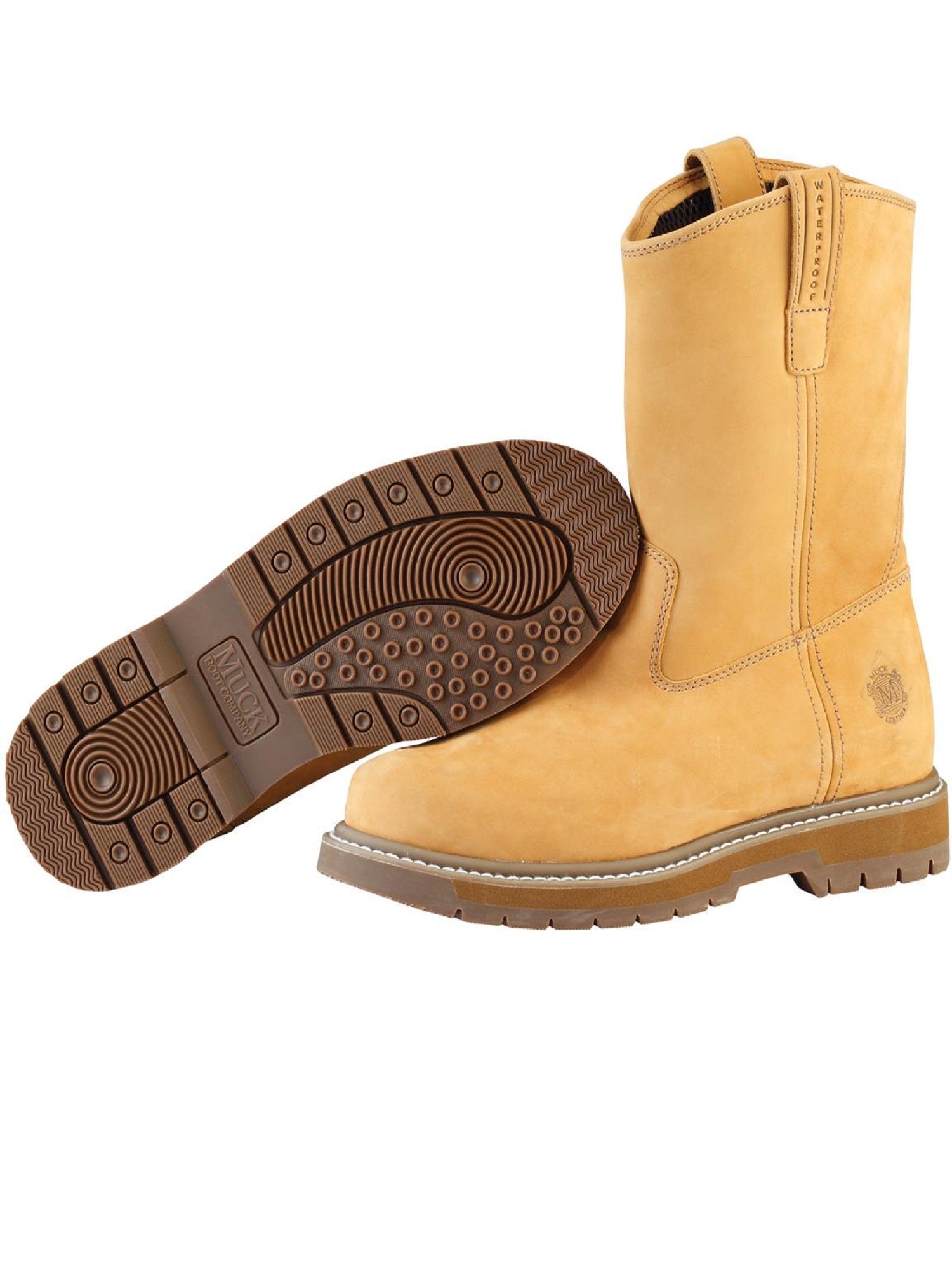 MuckBoots Men Wheat Wellie Classic Composite Toe Work Boot Size 9 and half W