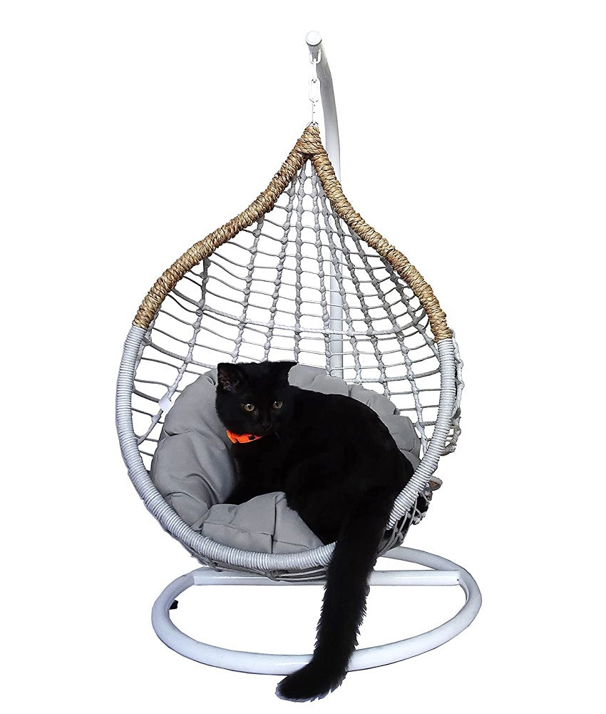 B.U.STYLE Cat Bed Basket Swinging Pet Nest for Small Pets Hanging Teardrop Hammock Gray