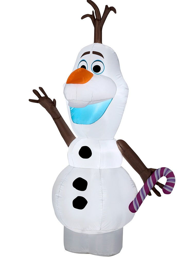 Gemmy Disney Frozen Airblown Inflatable Olaf the Snowman with Candy Cane 5.5ft Tall LED