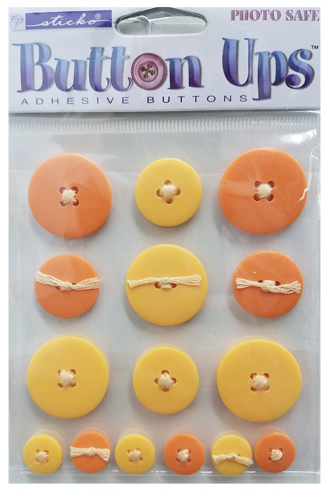 Button Ups Adhesive Button Embellishments ORANGE For Scrapbooking Card