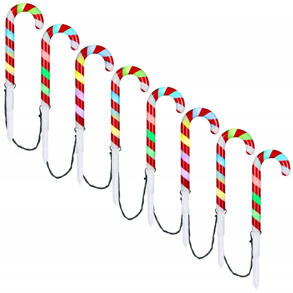 Orchestra of Lights 8 LED Color-Changing Pathway Stakes Candy Cane
