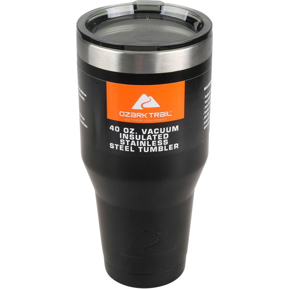 Ozark Trail 40 oz Vacuum Insulated Stainless Steel Tumbler, Black