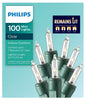 Philips 100 Remains Lit Light Set Mini Clear with Green Wire