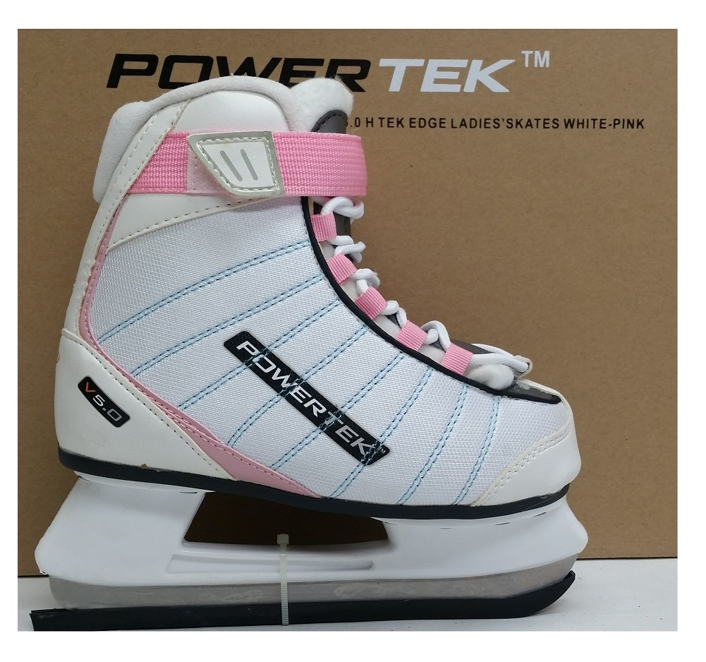 Powertek V5.0 Tek Edge Ladies' Figure Ice Skates White/Pink JR 2