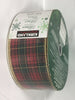 Kirkland Signature Red and Green Plaid 50 Yards x 2.5" Wide Ribbon Wire Edge Premium Holiday Tree Bow Gift Wrapping