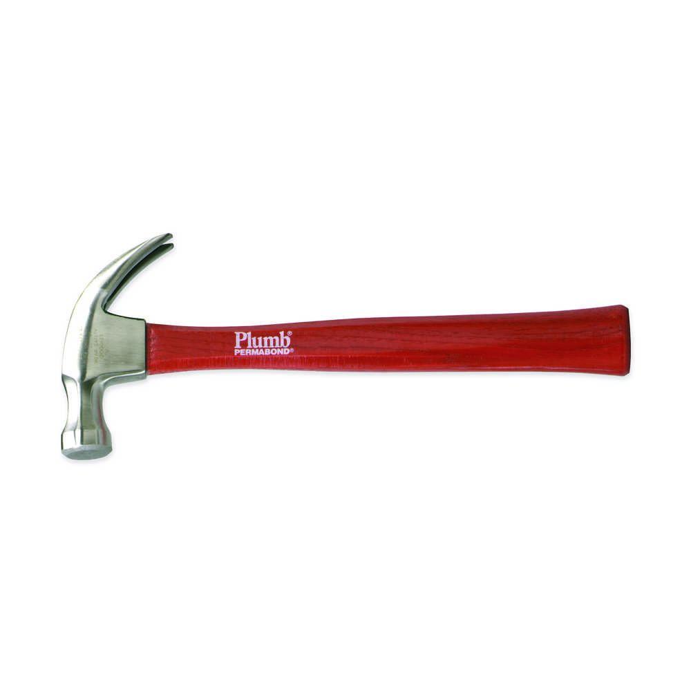 Plumb 11436 16 oz Premium Hickory Autograf Curved Claw Hammer, Red