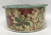Kirkland Signature Wire Edged Ribbon Poinsettia Christmas Flower and Holly 50 yards 2.5 inches