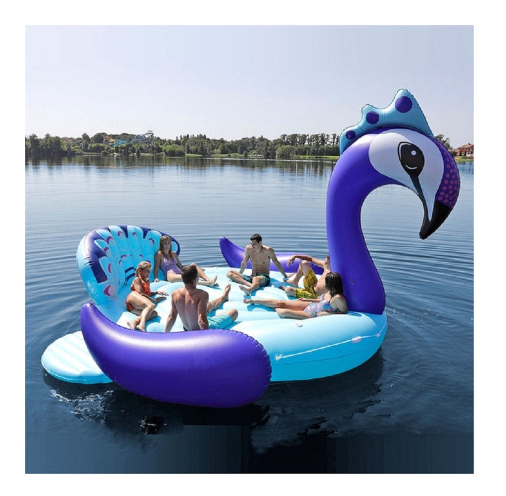 Mega-Sized Giant 9' Inflatable Pretty Peacock Island Raft | My Quick Buy