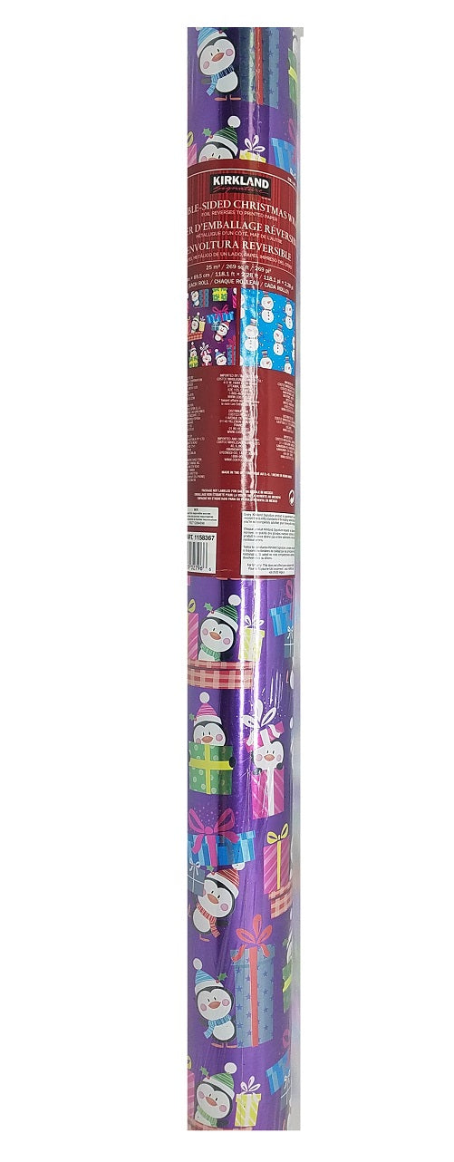 Double Sided Christmas Wrap Foil Christmas Penguin/Paper Snowman 269 sq ft