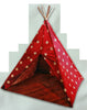Children's Canvas Fabric Teepee Tent, Red Fabric with White Stars