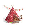 Children's Canvas Fabric Teepee Tent, Red Fabric with White Stars