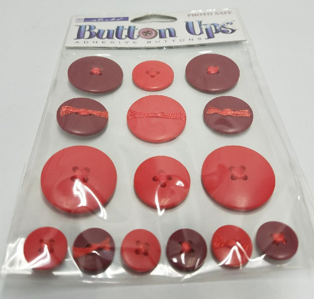 Button Ups Adhesive Button Embellishments RED For Scrapbooking