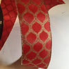 Wired Holiday Ribbon 2 50 In W 50 Yds Red Gold Glittering Diamonds Pattern