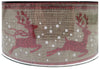 Kirkland Signature Wired Edged Premium Burlap Ribbon Red Reindeer 2.5 in 50 yard